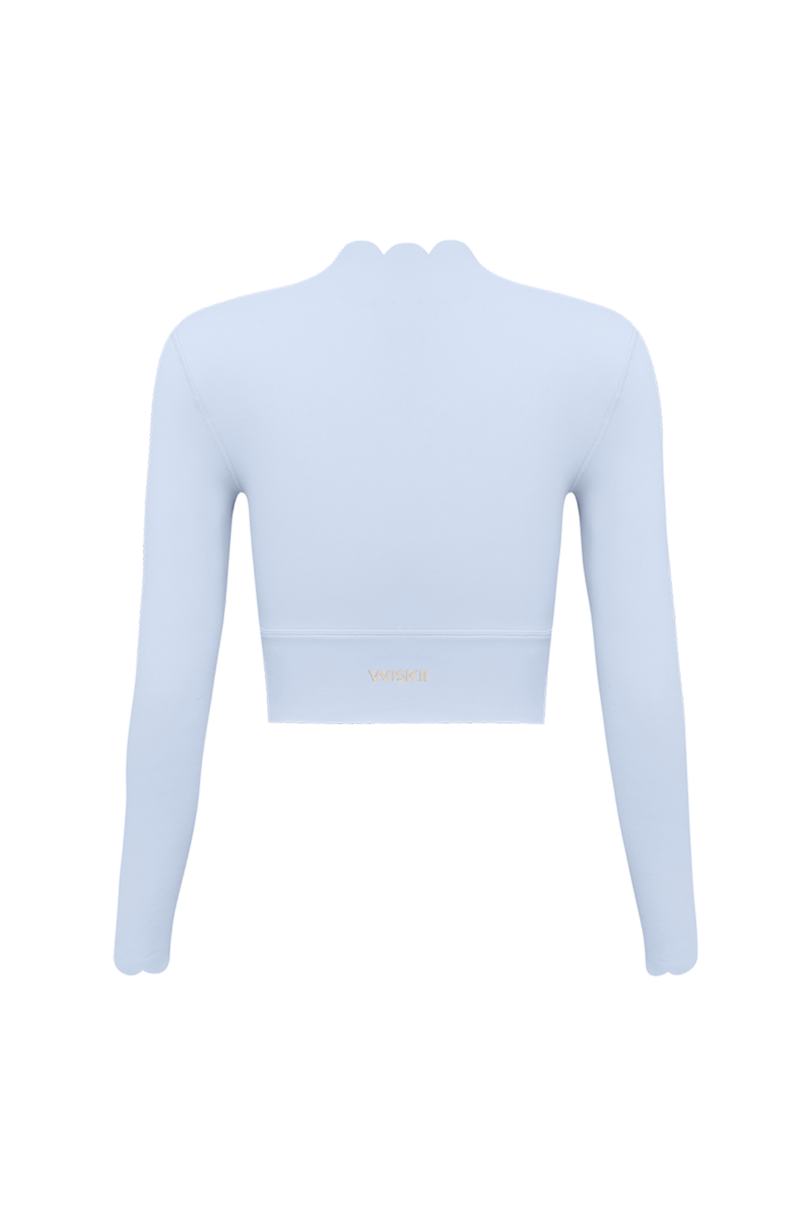 Scallop Cropped Long Sleeve Top | heavenlyblue | Classic Length | WISKII ACTIVE