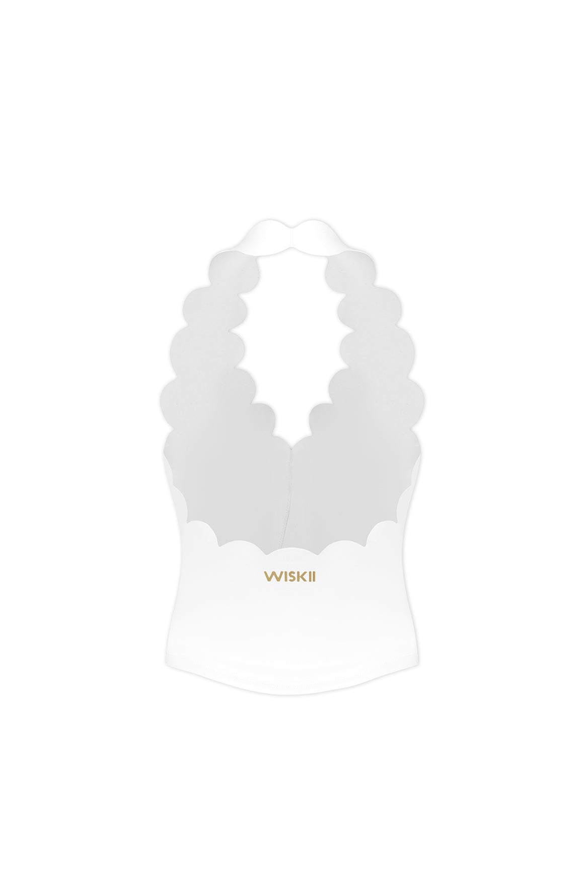Riviera Scallop Halter Bra Tank | Ivory | WISKII Active