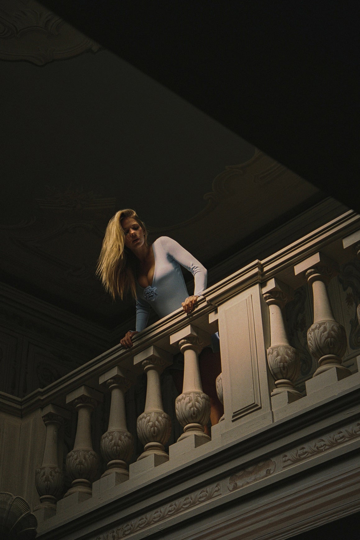 WISKII Floral V-Neck Ruffled Dress | Blue mini dress