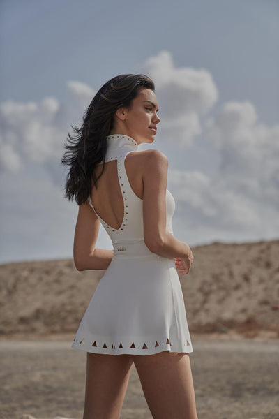 Lavish Laser Cut Zip Dress Almond Butter / M (US 4)