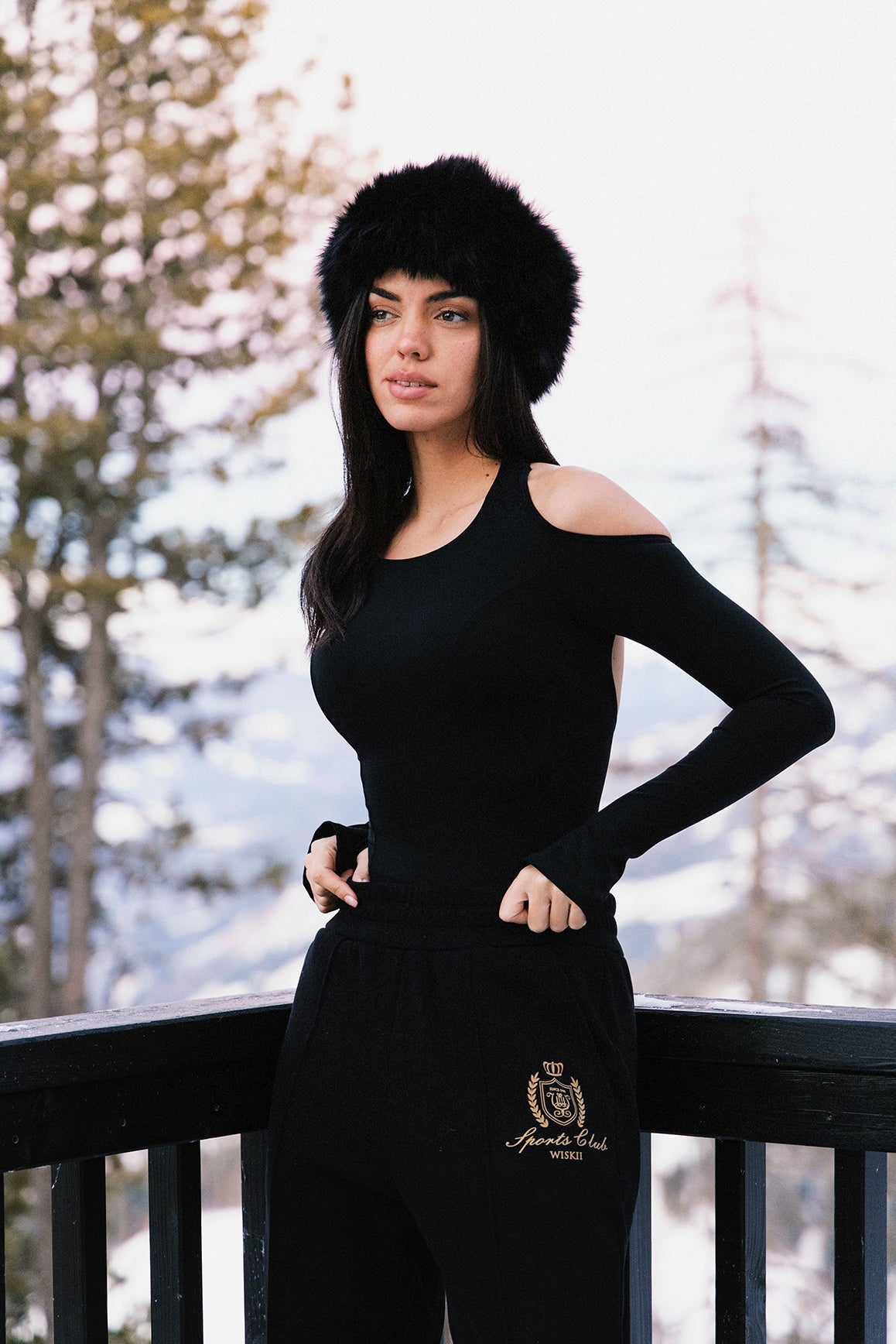 Black WISKII Classic Retro Warm Jogger showing a cozy, relaxed fit with elastic waistband and cuffs, perfect for casual wear.