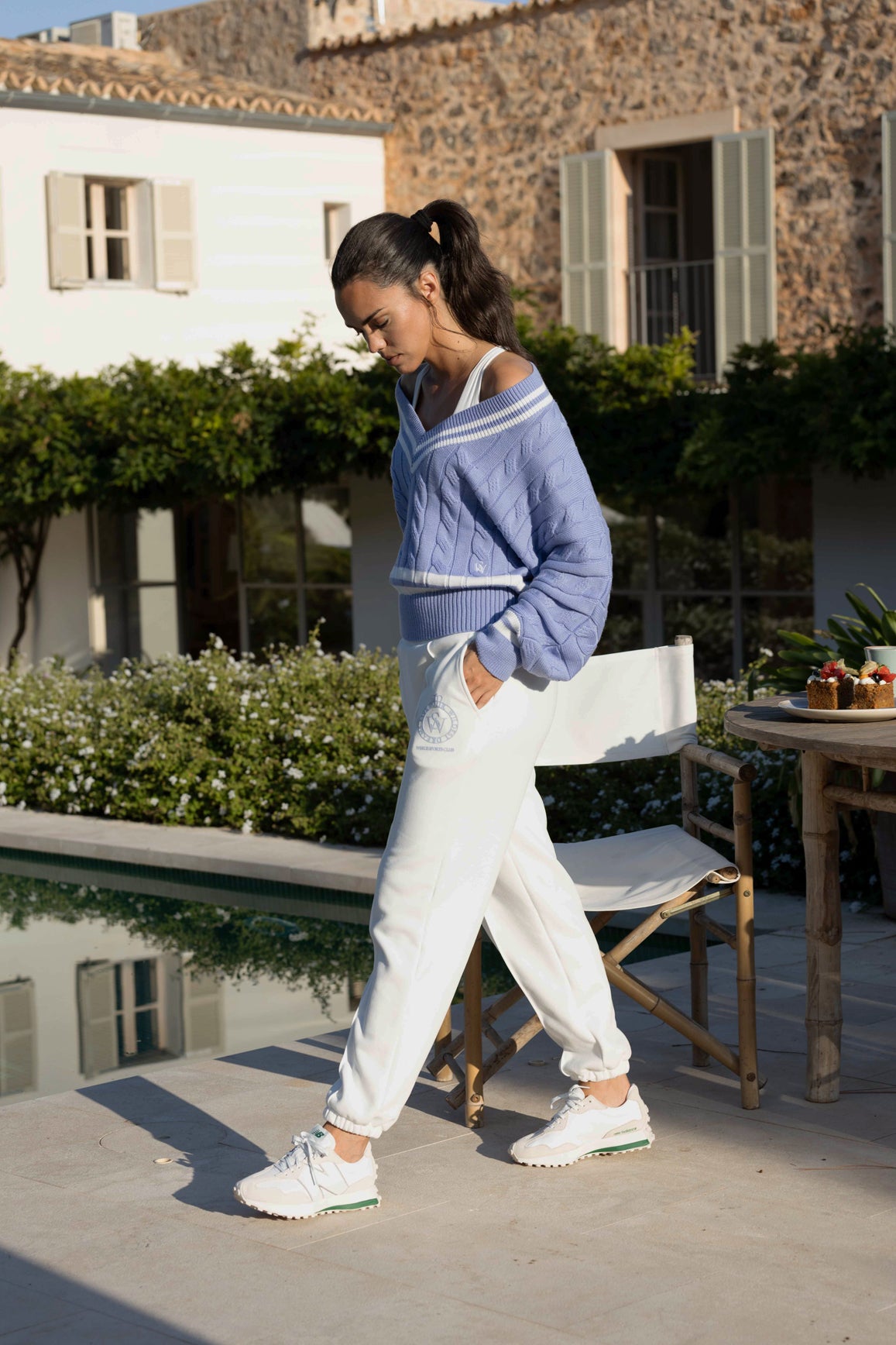 WISKII relaxed high-waist jogger in ivory, featuring a comfortable fit and soft fabric for casual wear.