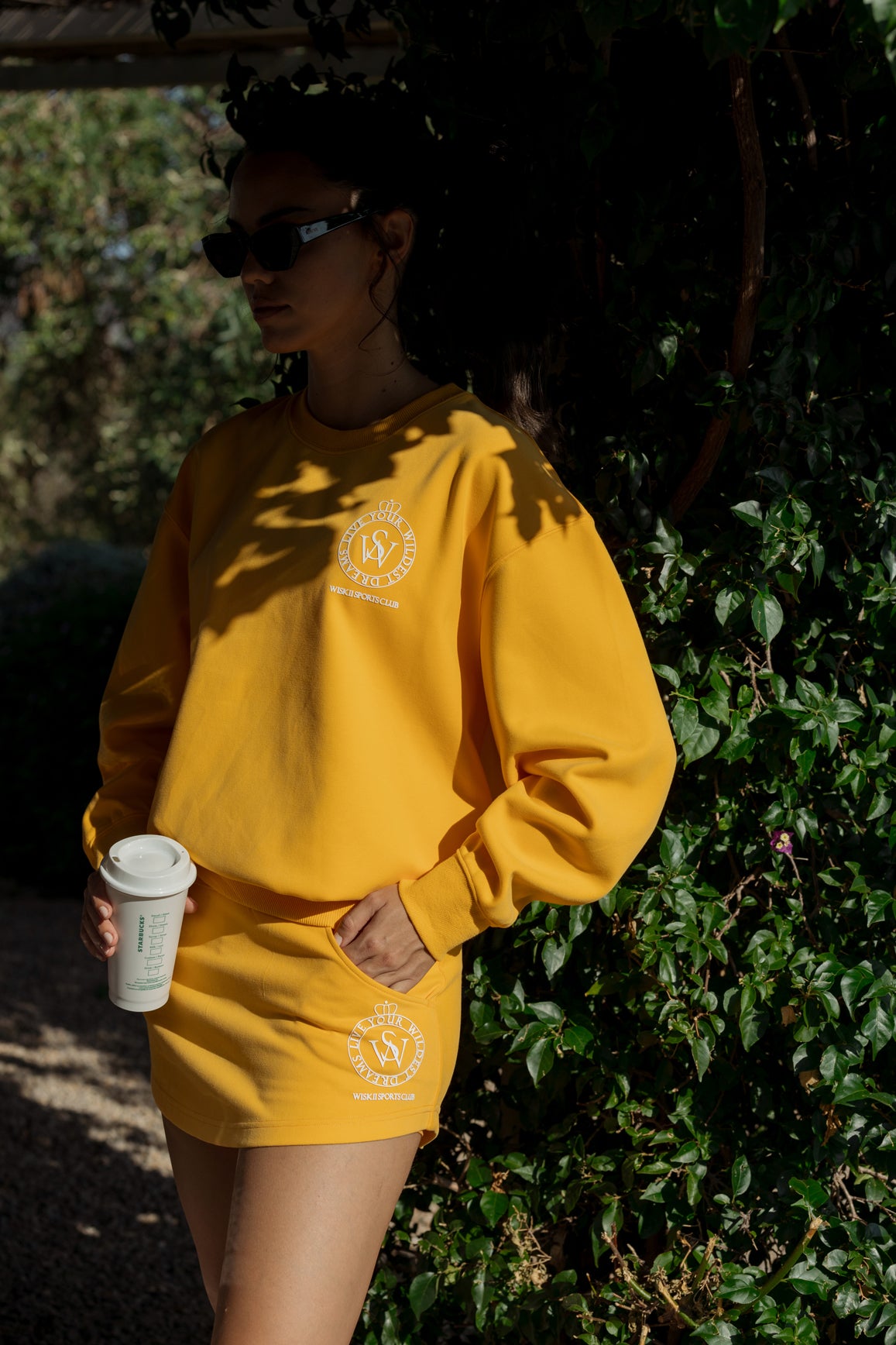 WISKII flame orange Essential Crewneck Sweatshirt, cozy loungewear with a classic fit and soft fabric, front view.