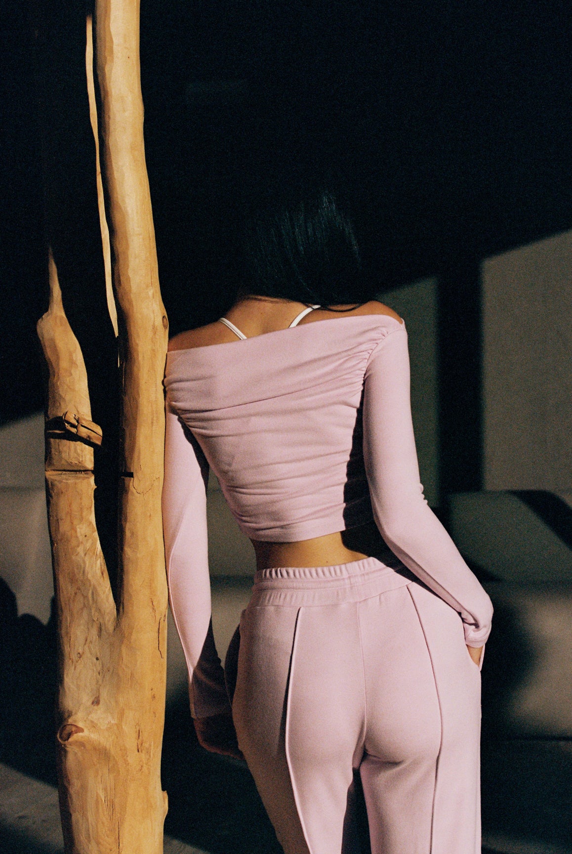 WISKII Serene Wide Leg Pants in Sakura pink, high waist lounge pants with a relaxed fit and wide-leg design.