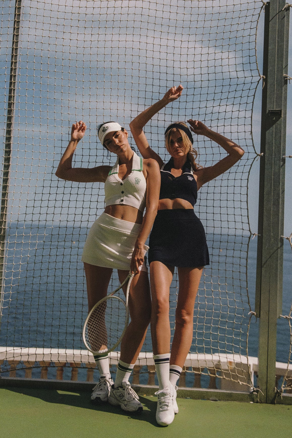 WISKII Riviera Jacquard Knit Polo Tank Top and Skirt bundle, white Riviera Jacquard knit set with detailed pattern and fitted style.