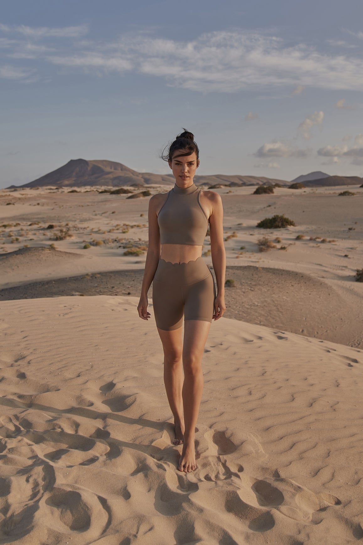 Diamond Cutout Mock Neck Bra WISKII ACTIVE Almondbutter