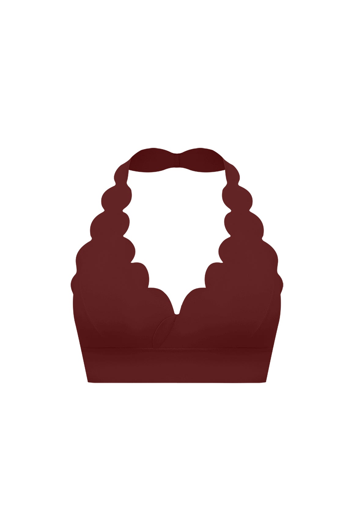 V-Cut Scallop Halter Bra | Mulled Wine | WISKII Active