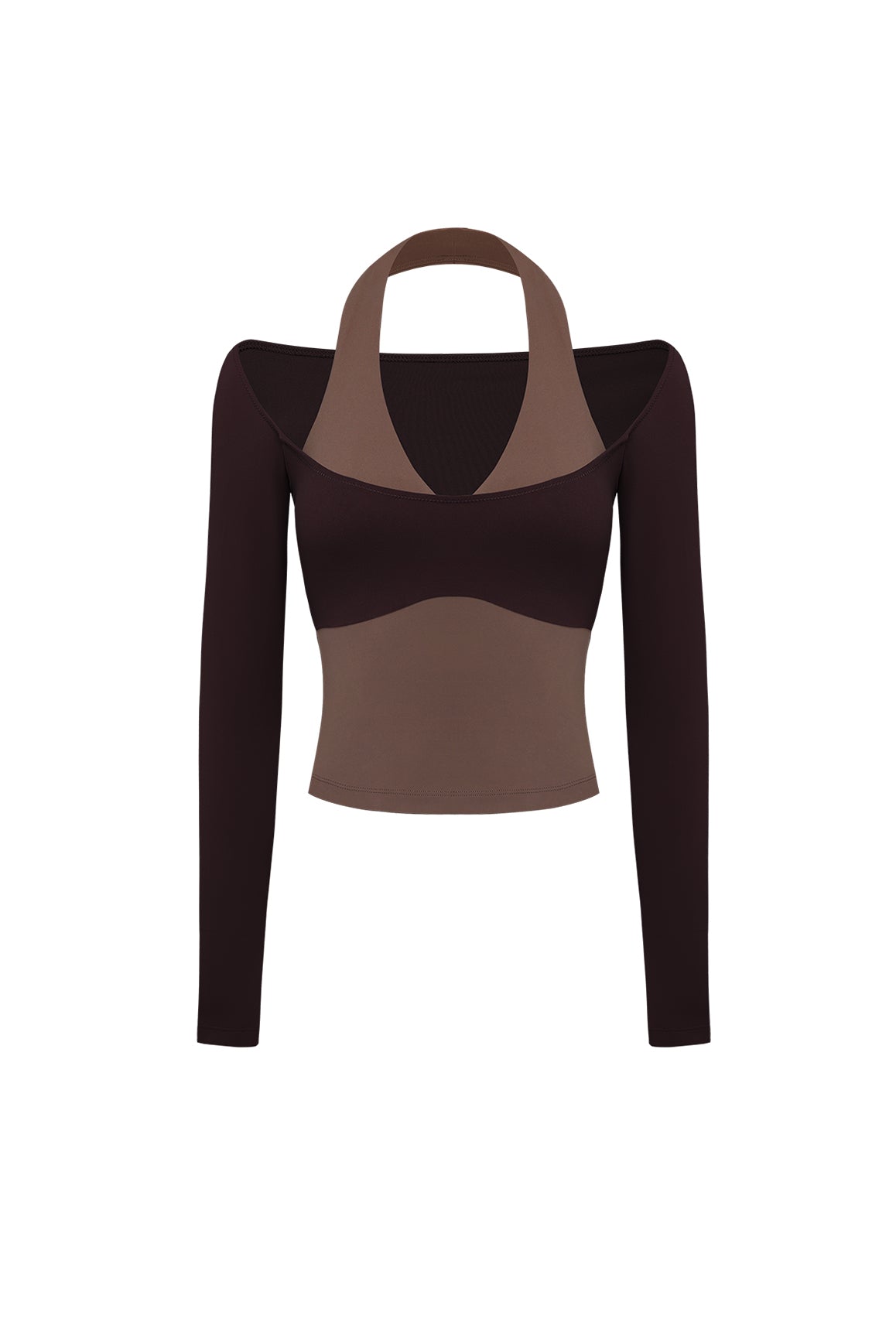 WISKII colorblock one-piece long sleeve top in vibrant colors, featuring a stylish and comfortable shirt design.