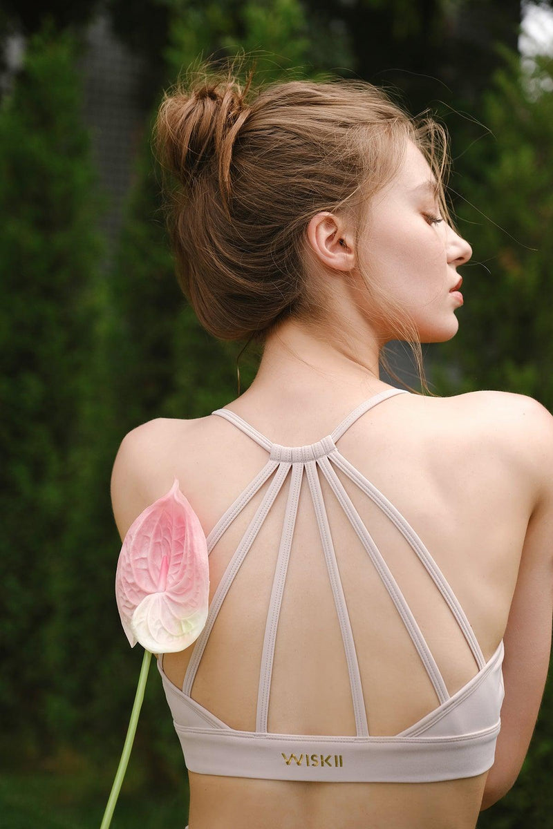 model wears a blossom sports bra 