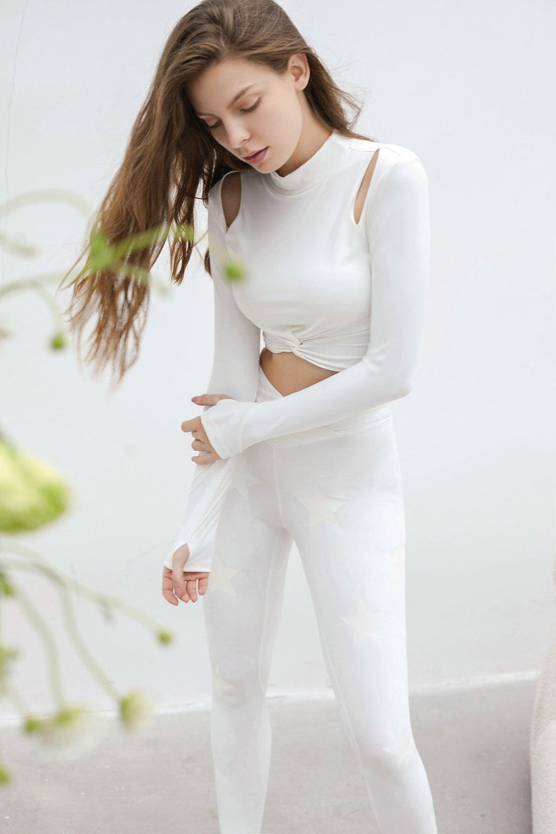 model wears a react long sleeve crop top
